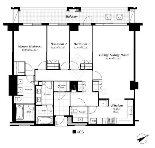 麻布第一マンションズ　406号室　間取り