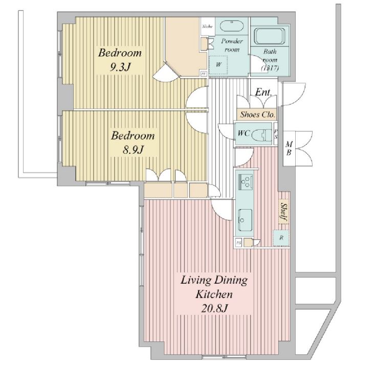 パークプレイス三田　605号室　間取り