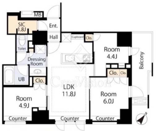 パークリュクス月島ステーションプレミア　803号室　間取り