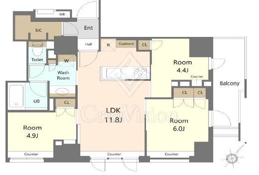 パークリュクス月島ステーションプレミア　703号室　間取り