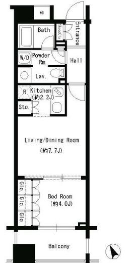 コクヨーレ日本橋　1008号室　間取り