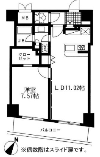 レジディア日本橋人形町Ⅱ　302号室　間取り