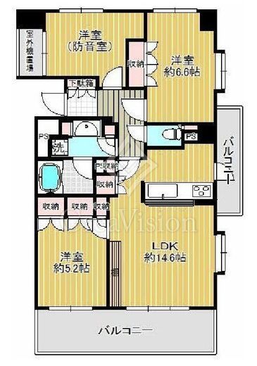 品川戸越パークホームズ　6F1号室　間取り