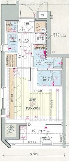エステムプラザ品川大井町クリスタルヒルズ　504号室　間取り