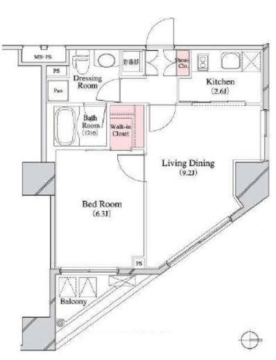 パークキューブ八丁堀　708号室　間取り