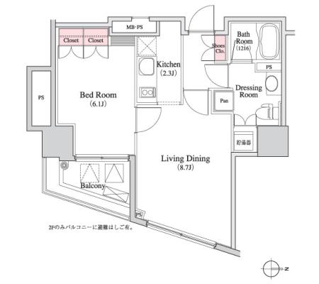 パークキューブ八丁堀　905号室　間取り