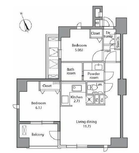 レジディア自由が丘　501号室　間取り