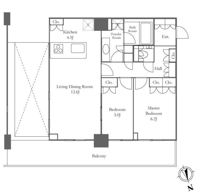 リエトコートアルクスタワー　2510号室　間取り