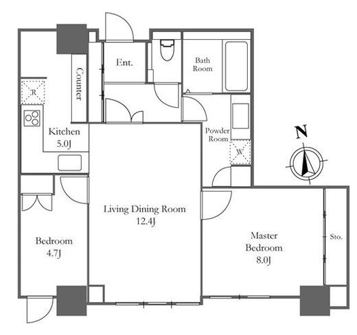 リエトコートアルクスタワー　2304号室　間取り