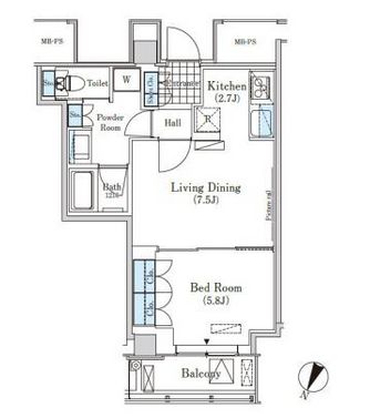 メルクマール京王笹塚レジデンス　1601号室　間取り