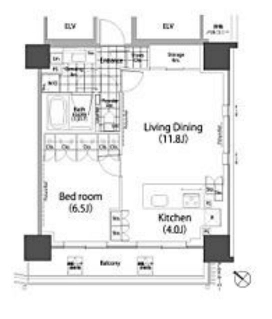 パークハビオ赤坂タワー　1906号室　間取り