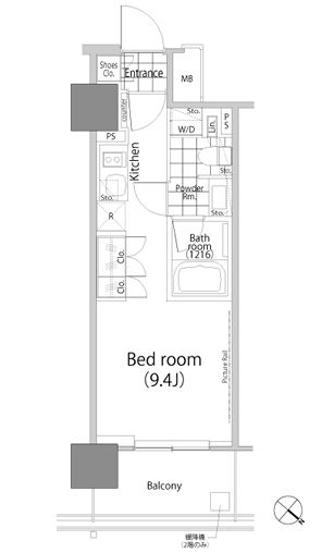パークハビオ赤坂タワー　1205号室　間取り