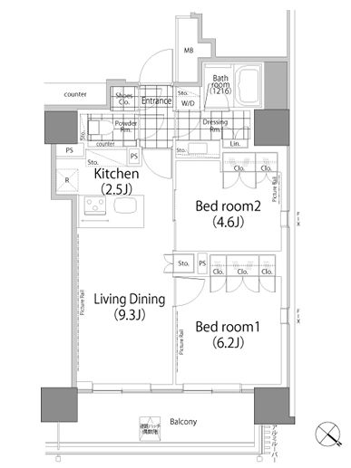 パークハビオ赤坂タワー　2103号室　間取り