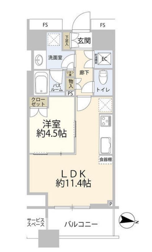 勝どきザ・タワー　4F号室　間取り