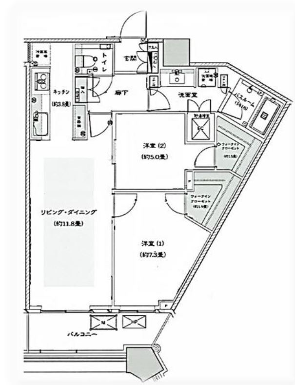 勝どきザ・タワー　37F号室　間取り