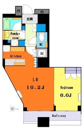 勝どきザ・タワー　1712号室　間取り