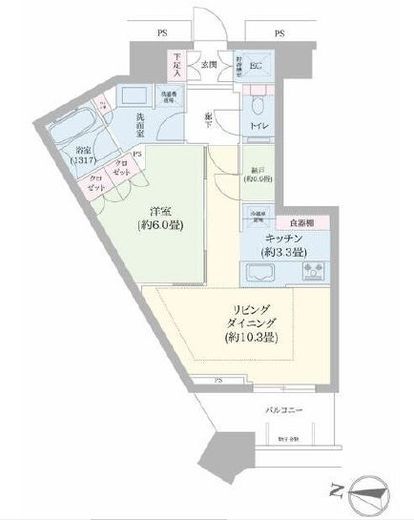 勝どきザ・タワー　37F4号室　間取り
