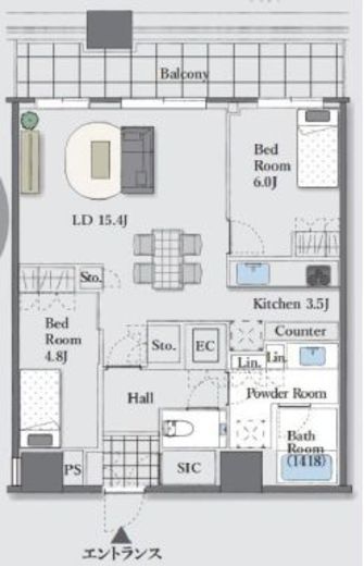 勝どきザ・タワー　4423号室　間取り