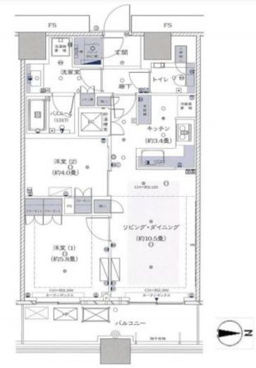 勝どきザ・タワー　5F5号室　間取り