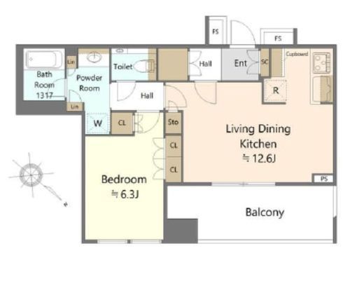 勝どきザ・タワー　402号室　間取り