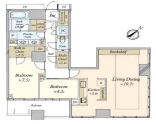 勝どきザ・タワー　5107号室　間取り