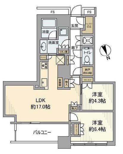 勝どきザ・タワー　19F8号室　間取り