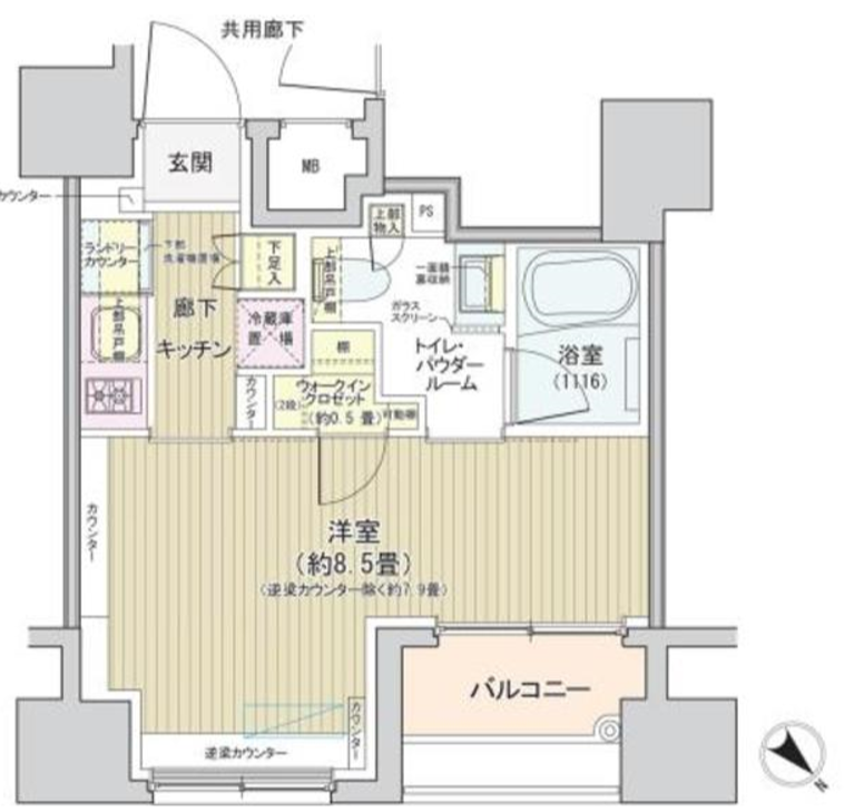 アネーロ銀座　1102号室　間取り