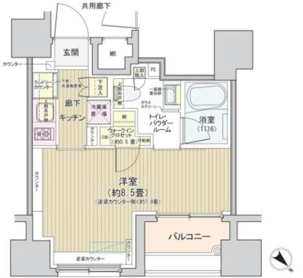 アネーロ銀座　1002号室　間取り