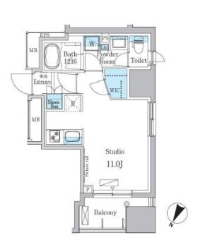 パークアクシス小伝馬町　1304号室　間取り