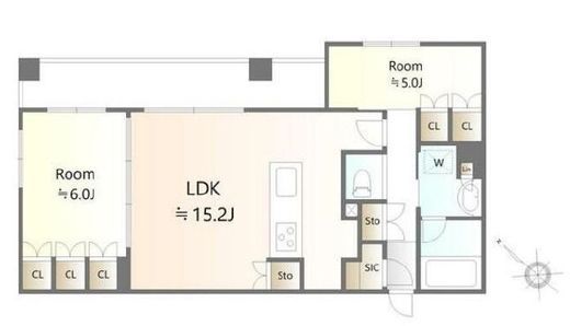 プレシス八丁堀リバーフロント　2F2号室　間取り