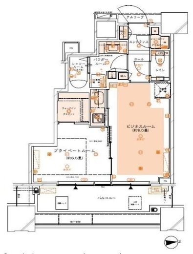 ドゥ・トゥール　44F2号室　間取り