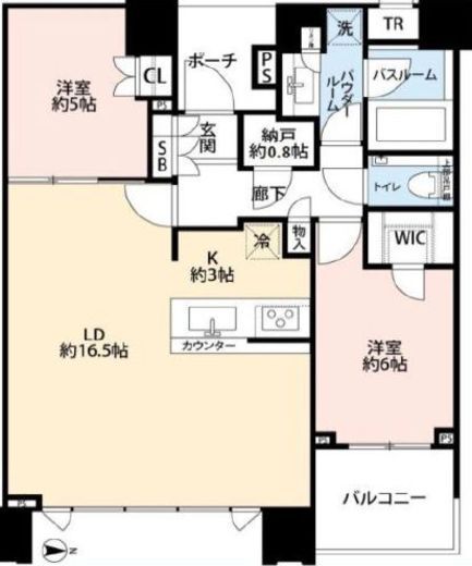 ドゥ・トゥール　W35F4号室　間取り