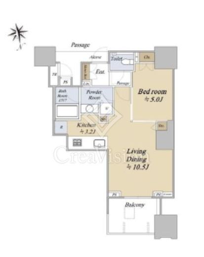 ドゥ・トゥール　50F11号室　間取り