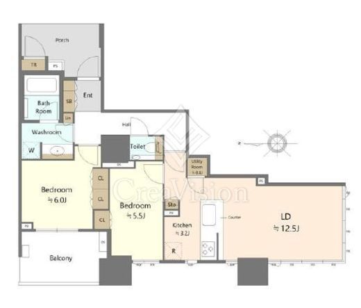 ドゥ・トゥール　E803号室　間取り