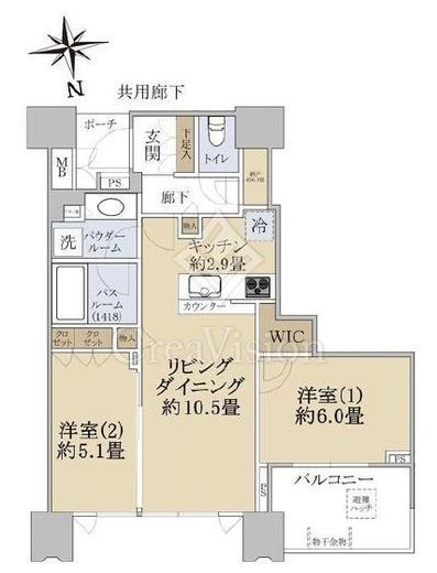 ドゥ・トゥール　22F3号室　間取り