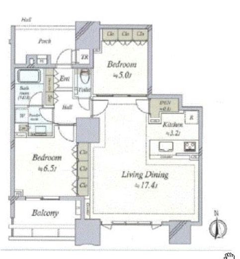 ドゥ・トゥール　W22F1号室　間取り