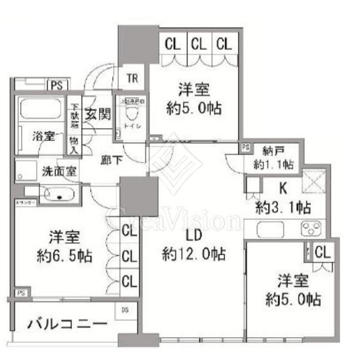 ドゥ・トゥール　W4215号室　間取り