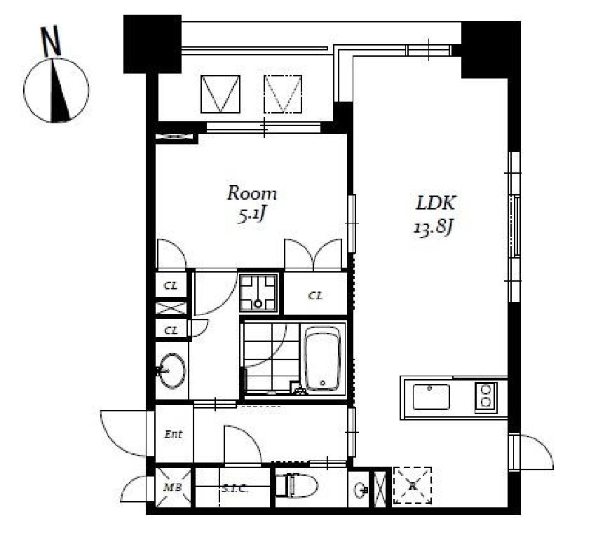 レジディア日本橋馬喰町Ⅲ　202号室　間取り