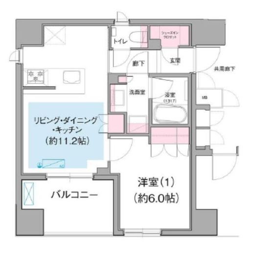 ベルジューレ日本橋　1202号室　間取り