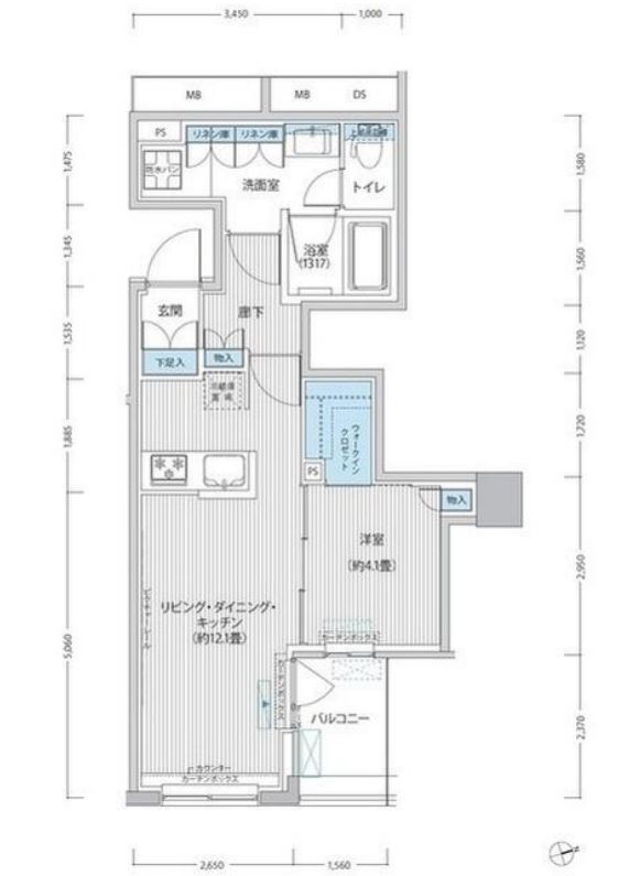 RODIA日本橋茅場町（旧御幸レジデンス日本橋茅場町）　605号室　間取り