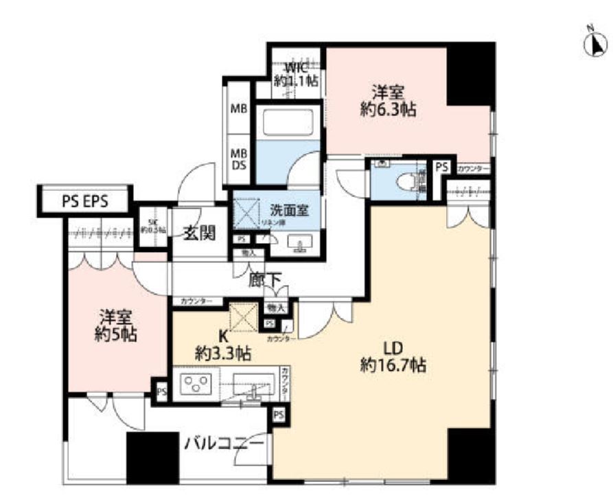 ザ・パークハウス築地入船　8F号室　間取り