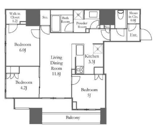 ザ・パークハウス築地入船　401号室　間取り