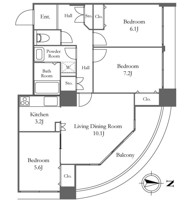 リバーシティ21イーストタワーズⅡ　1601号室　間取り