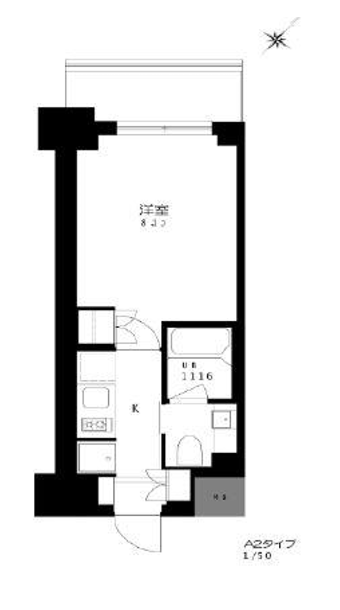 プライマル勝どき　613号室　間取り