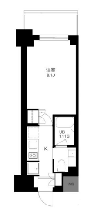 プライマル勝どき　415号室　間取り