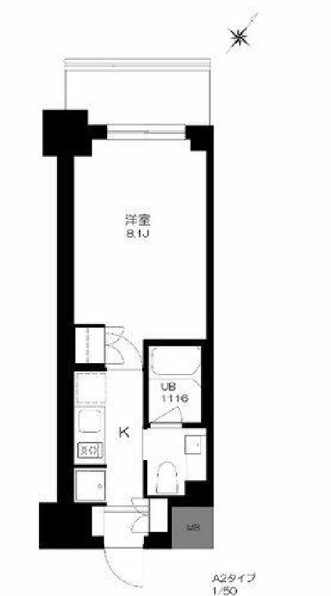 プライマル勝どき　711号室　間取り
