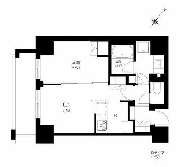 プライマル勝どき　1003号室　間取り