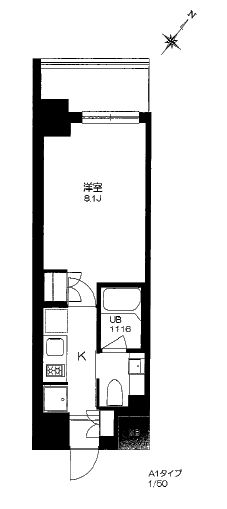 プライマル勝どき　1005号室　間取り