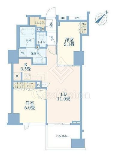 シティハウス勝どきステーションコート　703号室　間取り
