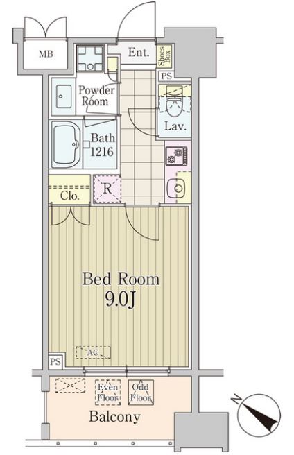 グランパレス東京八重洲アベニュー　909号室　間取り